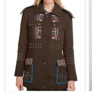 Desigual Lena ethnic embroidered big pocket jacket. NWT  US 6. Winter coat